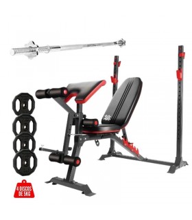 Banca Iron Gym Multitrainer +Barra + Disco