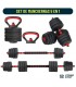 Mancuernas Set de 20 Kg Convertibles + Barra + Asas