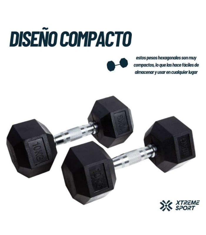 Mancuernas 15Kg Hexagonales de caucho  x 2