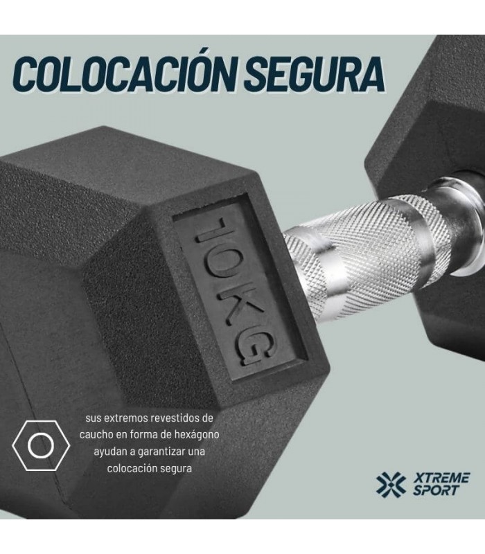 Mancuernas 10Kg Hexagonales de caucho  x 2