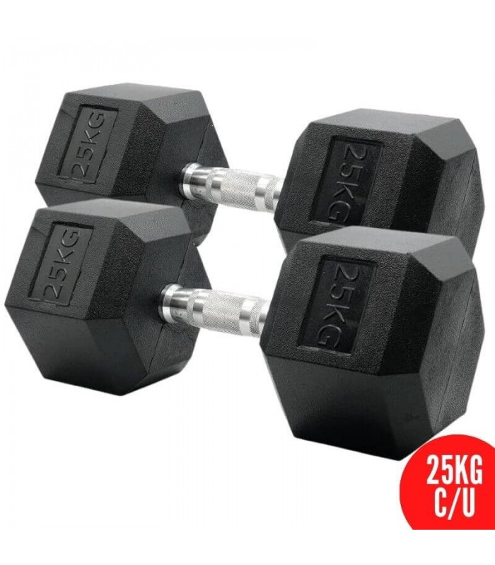 Mancuernas 25Kg Hexagonales de caucho  x 2