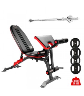 Banca de Pesas Iron Gym  Barra + 20kg de Discos