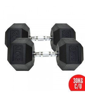 Mancuernas 30Kg Hexagonales de caucho  x 2