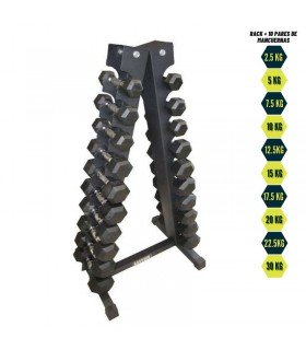 Set de 10 Mancuernas Hexagonales + Soporte Rack