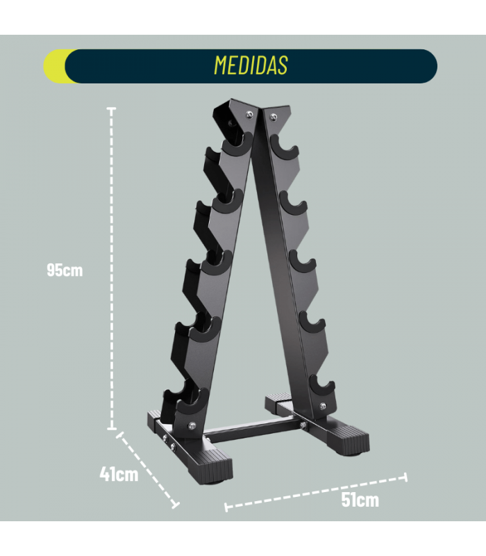 Set de 5 Mancuernas Hexagonales + Soporte RacK