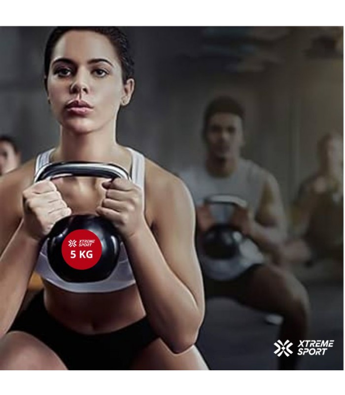 Pesas Rusas Kettlebells 6Kg Recubiertas de Goma Mango Cromado