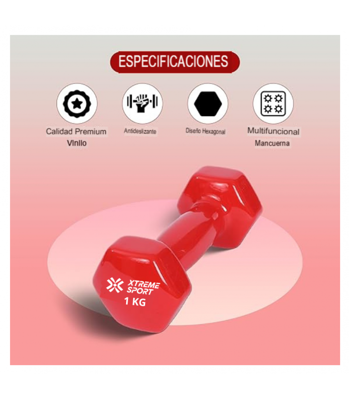 Mancuernas Pesas De 1 kg Fitness De Vinil X2
