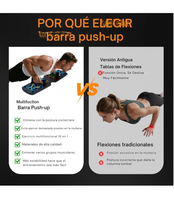 Tablero de Flexiones Push Up Multifunción Hombros Espalda