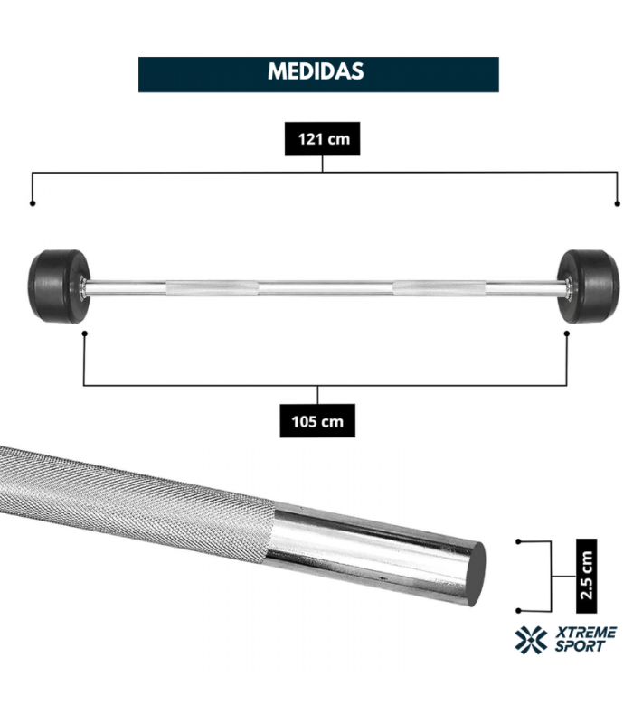 Barra Recta de Peso Fijo 25 kg