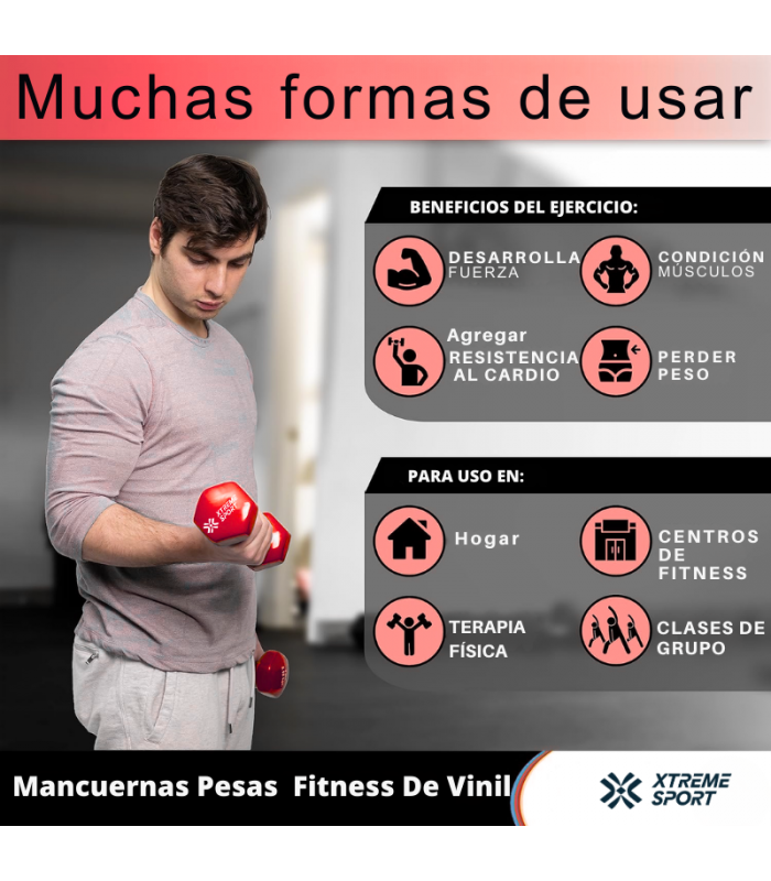 Mancuernas Pesas De 0.5 kg Fitness De Vinil x 2