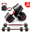 Mancuernas Set de 40 Kg Convertibles + Barra + Asas