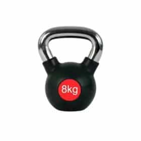 Pesas Rusas Kettlebells 8Kg Recubiertas de Goma Mango Cromado