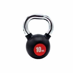 Pesas Rusas Kettlebells 10Kg Recubiertas de Goma Mango Cromado