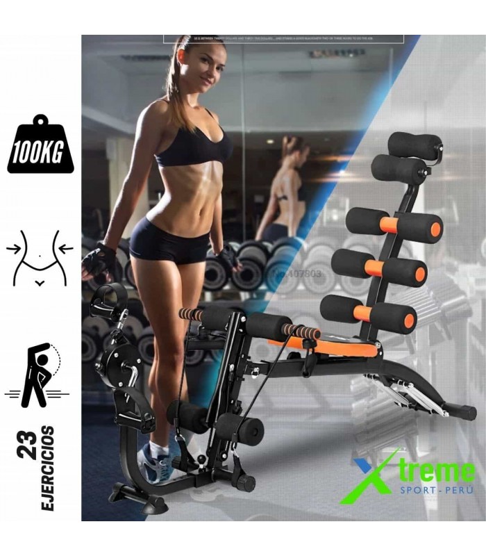 Banca Six Pack 23 en 1 + Ligas Maquina para Abdominales